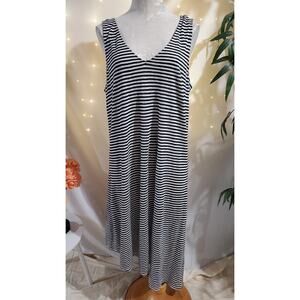Saks Fifth Avenue Linen Striped Sleeveless Asymmetrical Dress Size XL Nautical